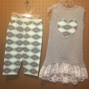 Girls Long Tank and Aztec Print Capri